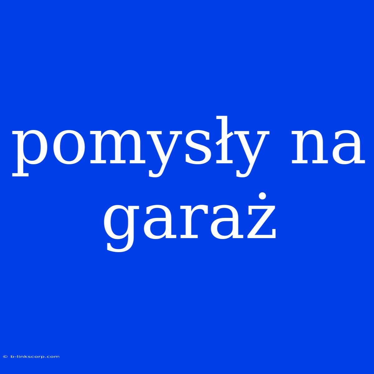 Pomysły Na Garaż