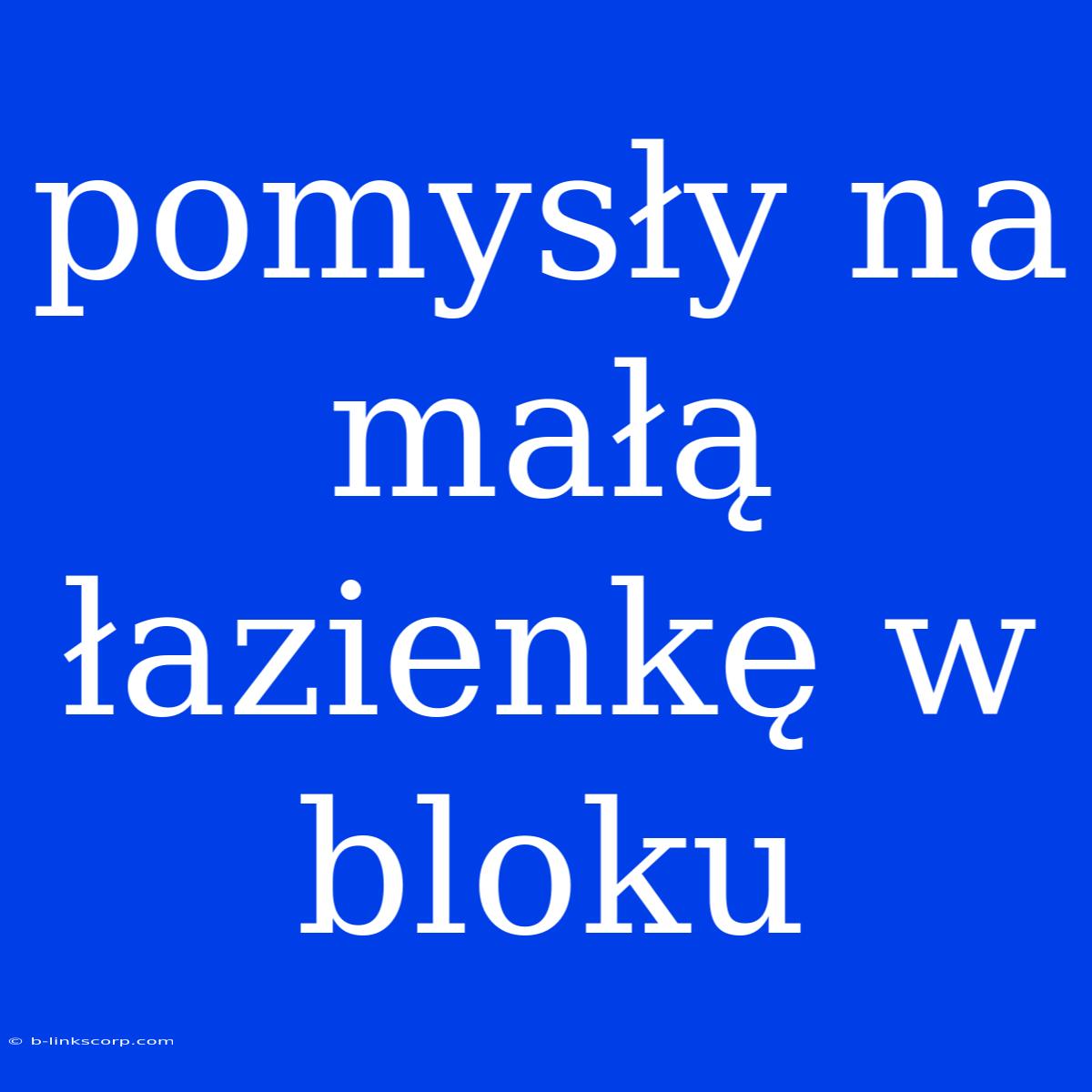 Pomysły Na Małą Łazienkę W Bloku