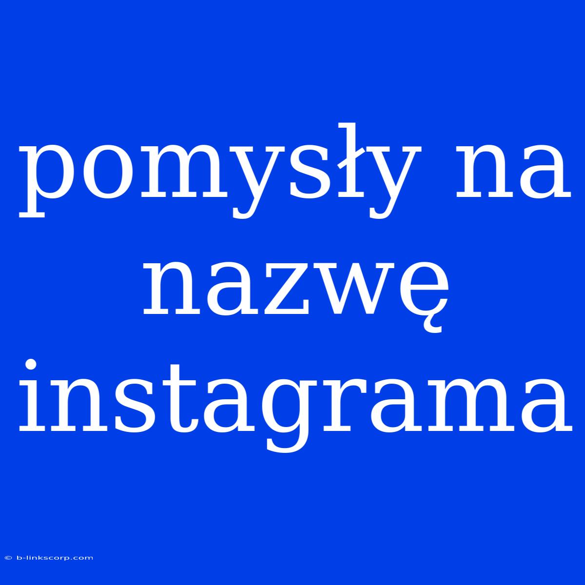 Pomysły Na Nazwę Instagrama