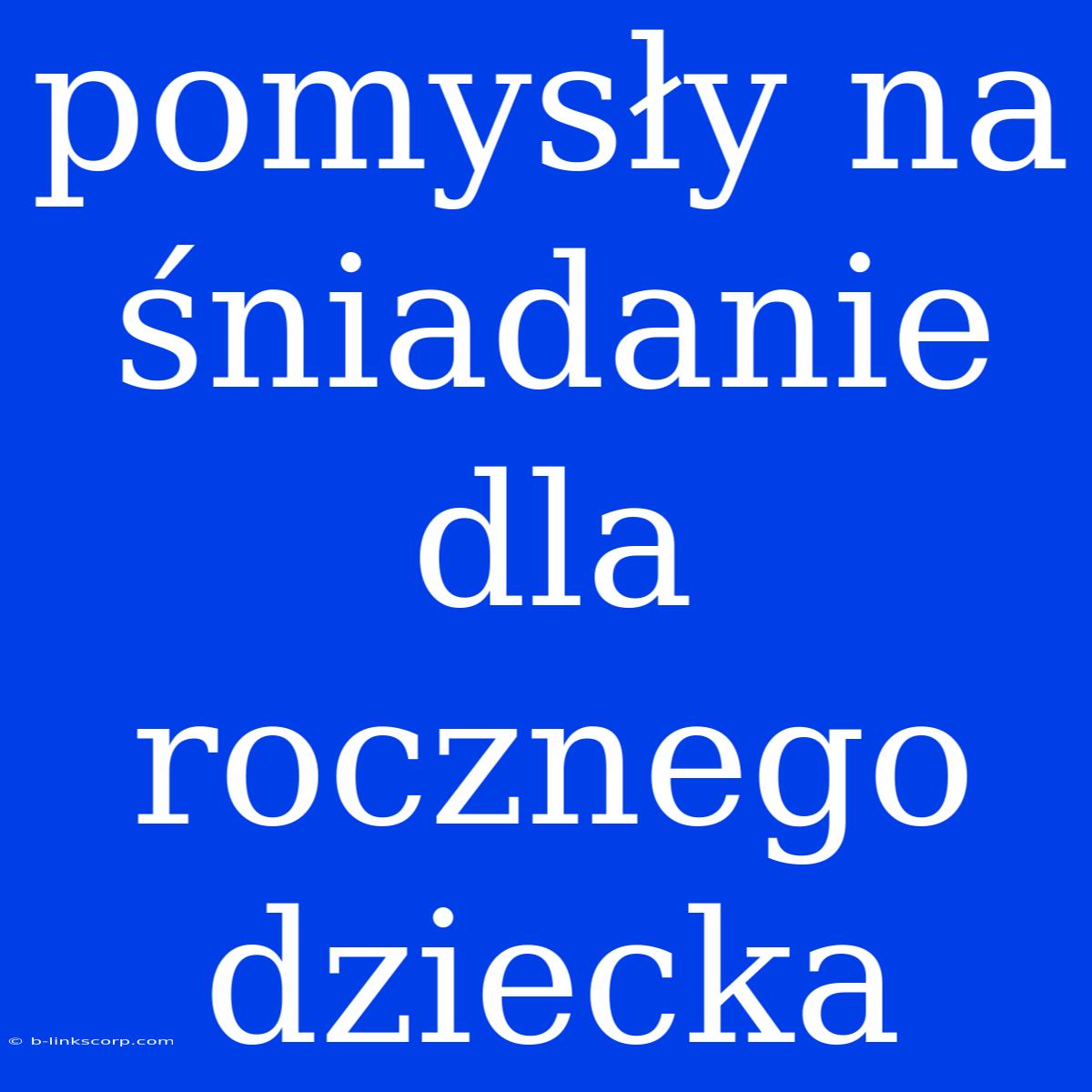 Pomysły Na Śniadanie Dla Rocznego Dziecka