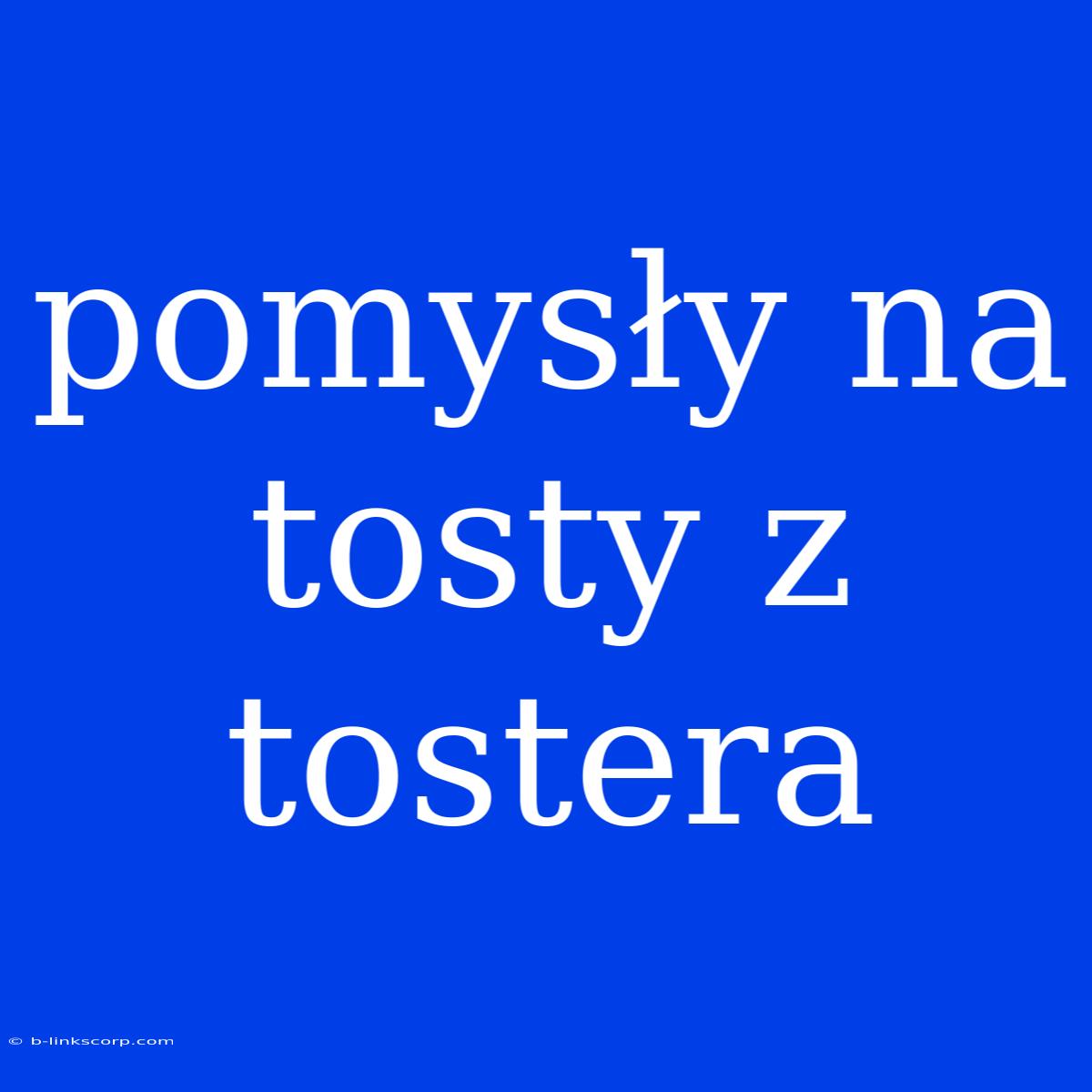 Pomysły Na Tosty Z Tostera