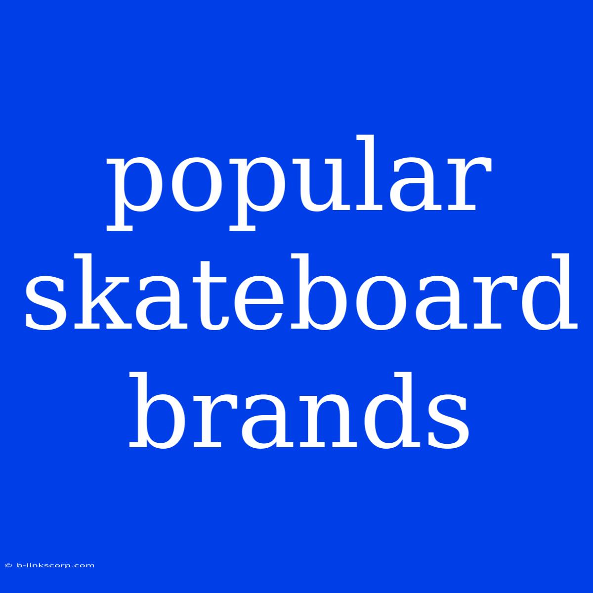 Popular Skateboard Brands