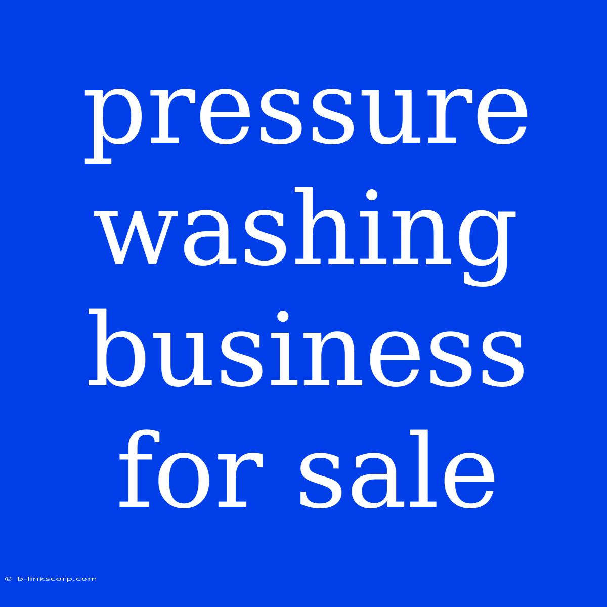 Pressure Washing Business For Sale