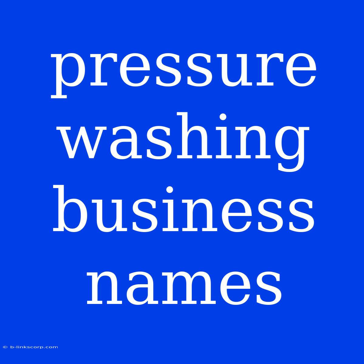 Pressure Washing Business Names