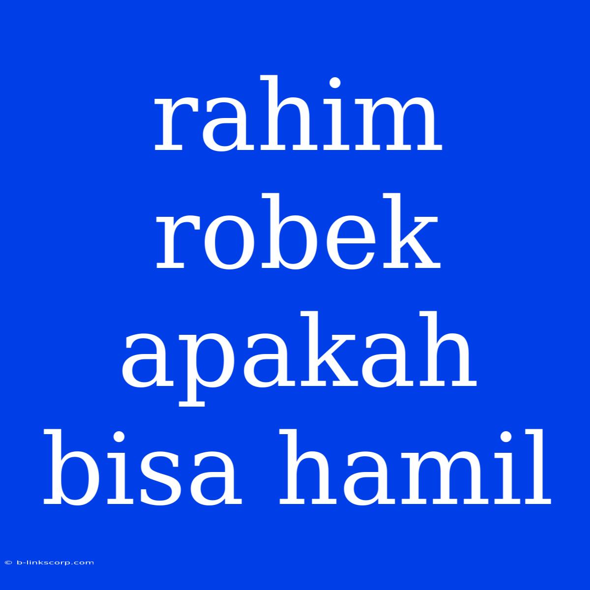 Rahim Robek Apakah Bisa Hamil