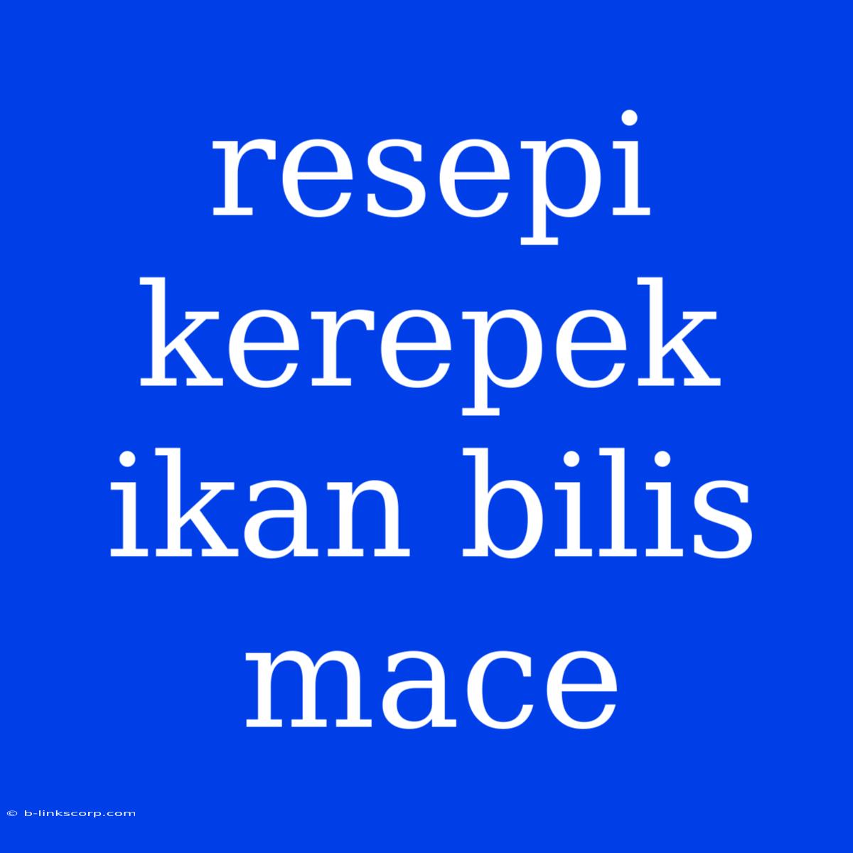 Resepi Kerepek Ikan Bilis Mace