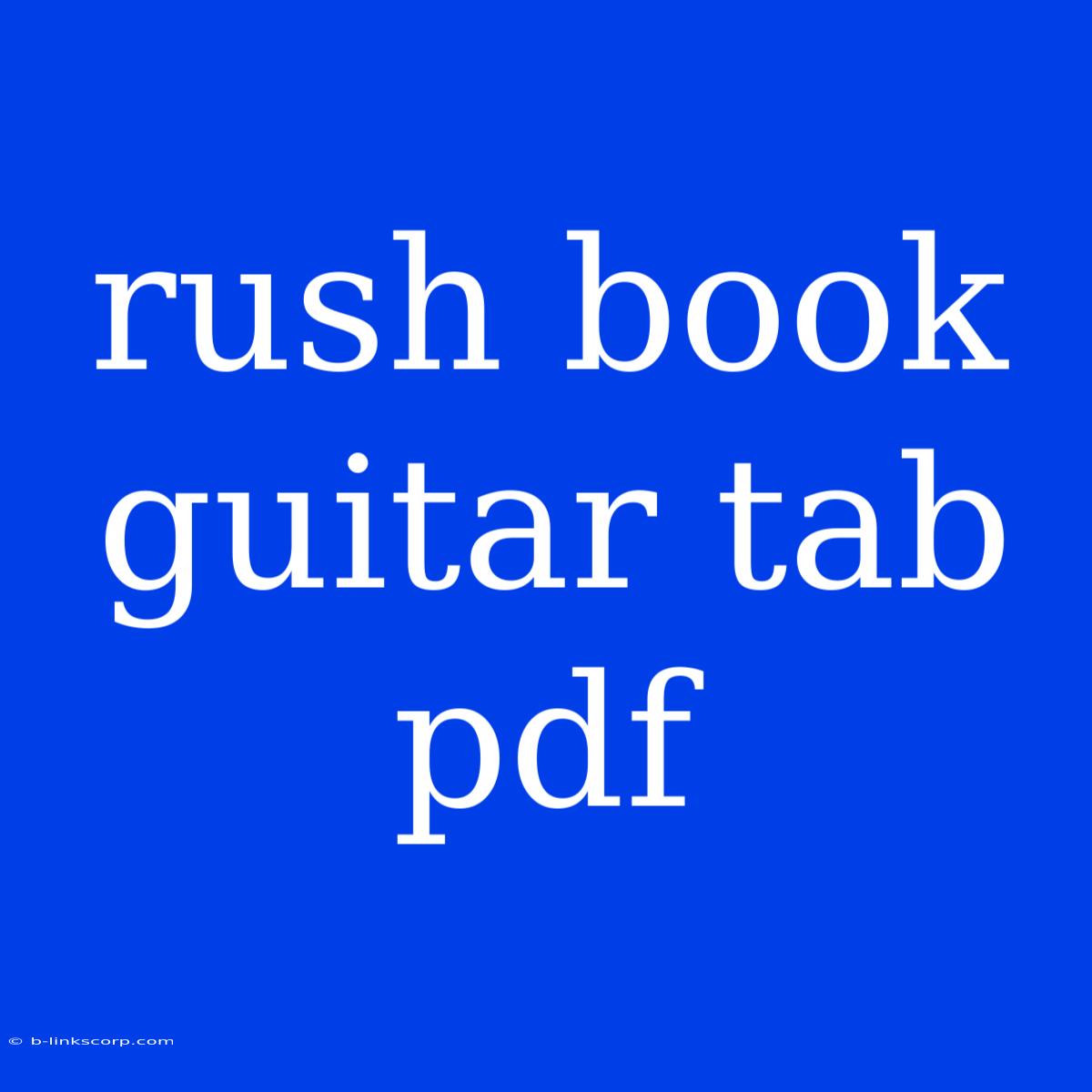 Rush Book Guitar Tab Pdf