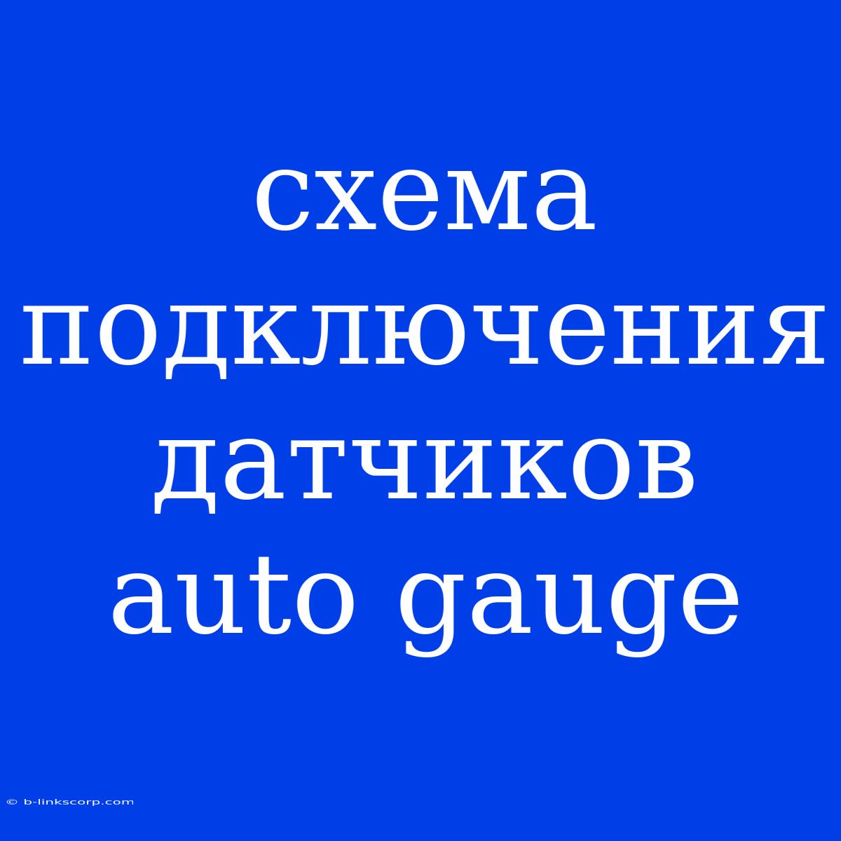 Схема Подключения Датчиков Auto Gauge