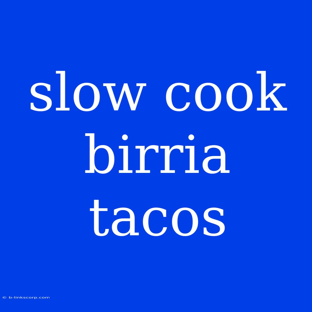 Slow Cook Birria Tacos