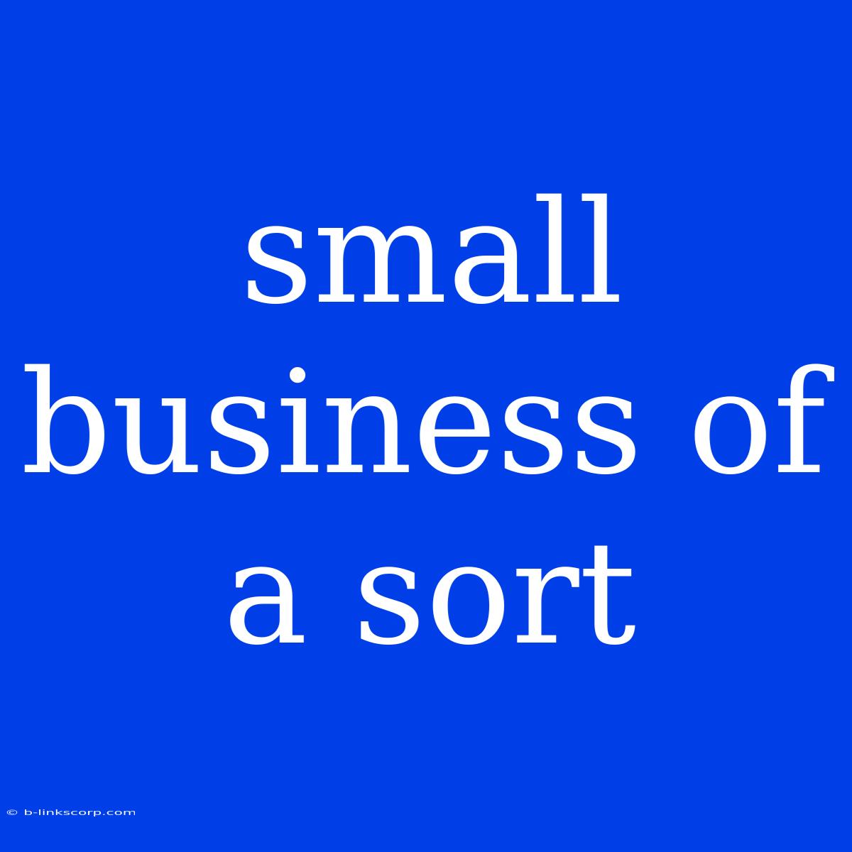 Small Business Of A Sort