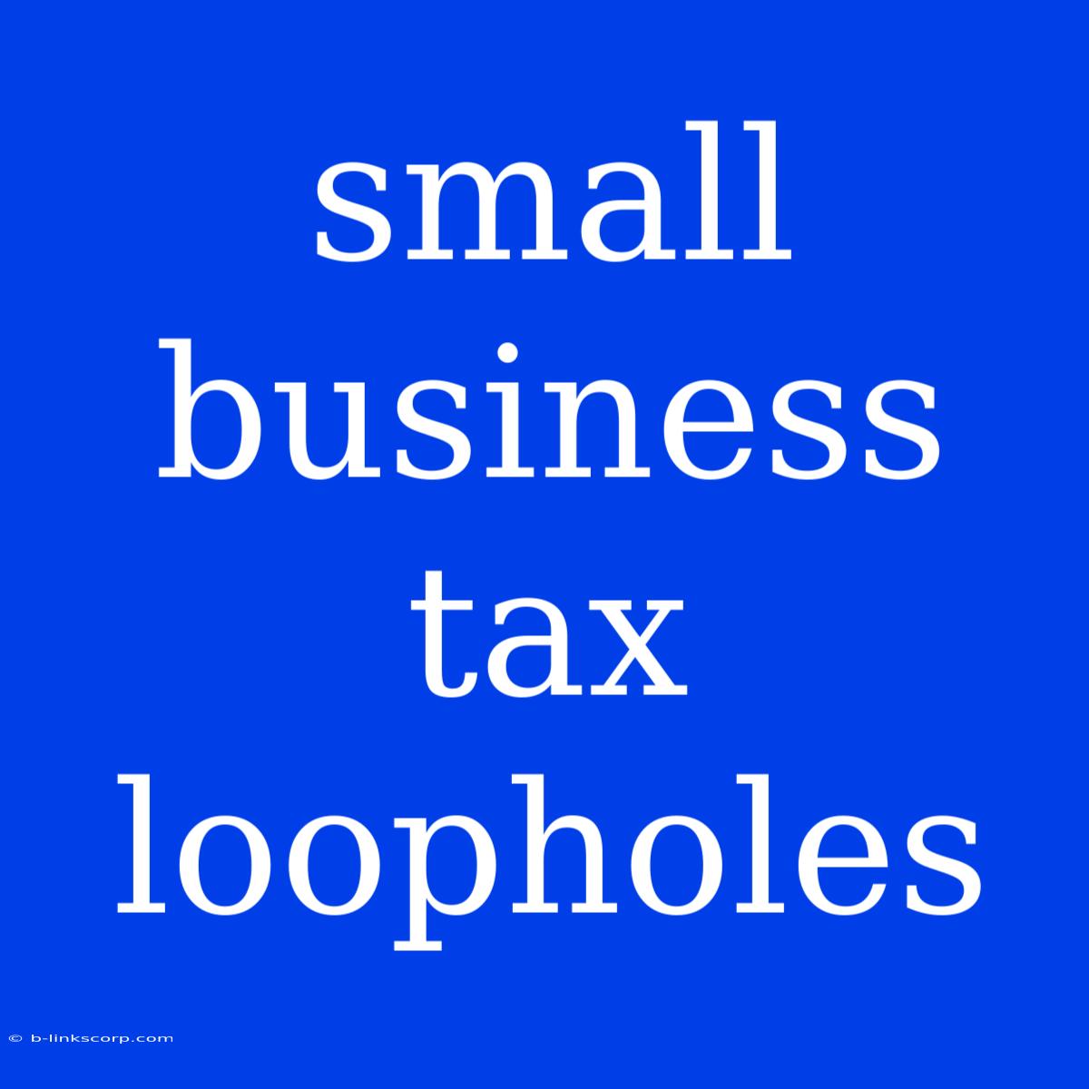 Small Business Tax Loopholes