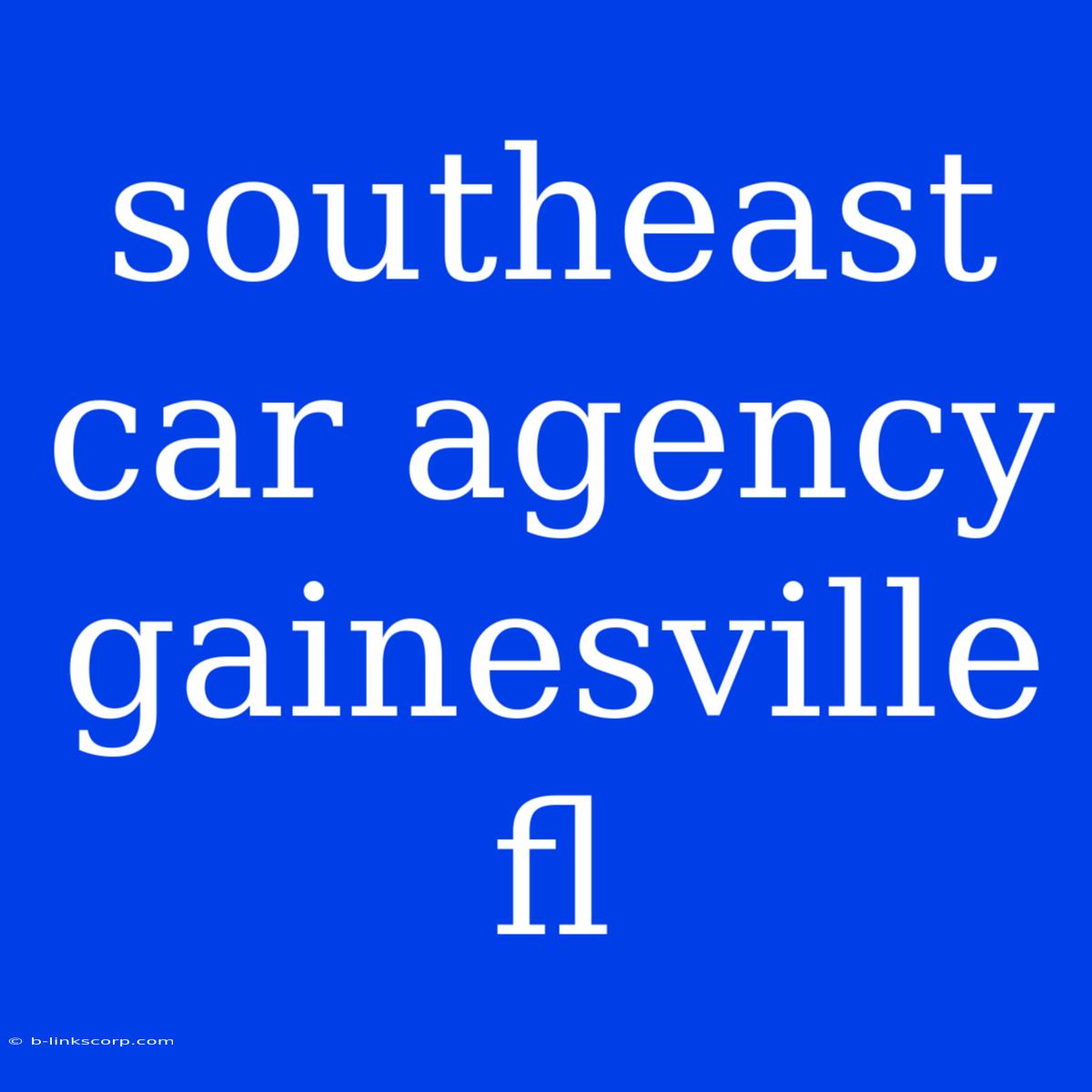 Southeast Car Agency Gainesville Fl