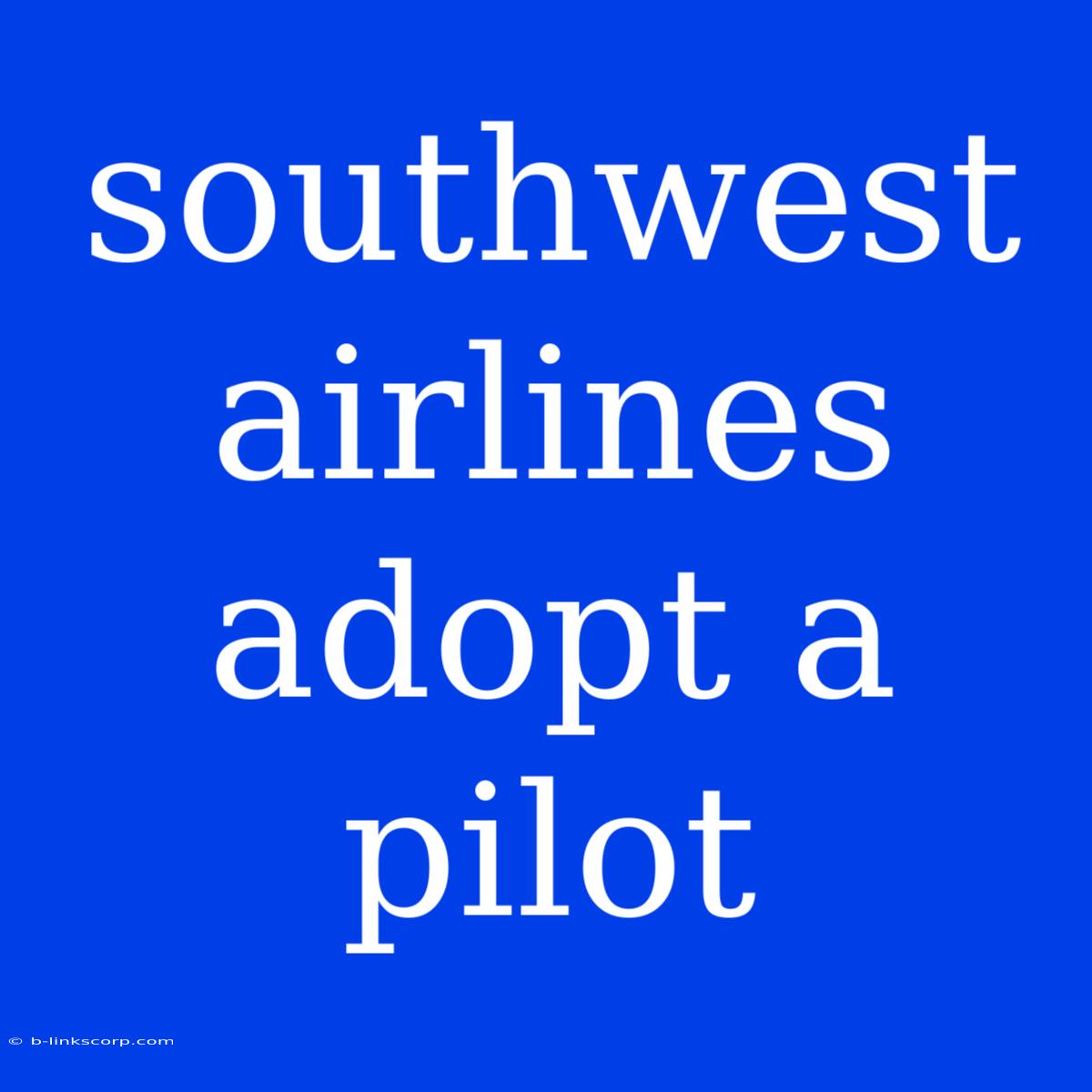 Southwest Airlines Adopt A Pilot