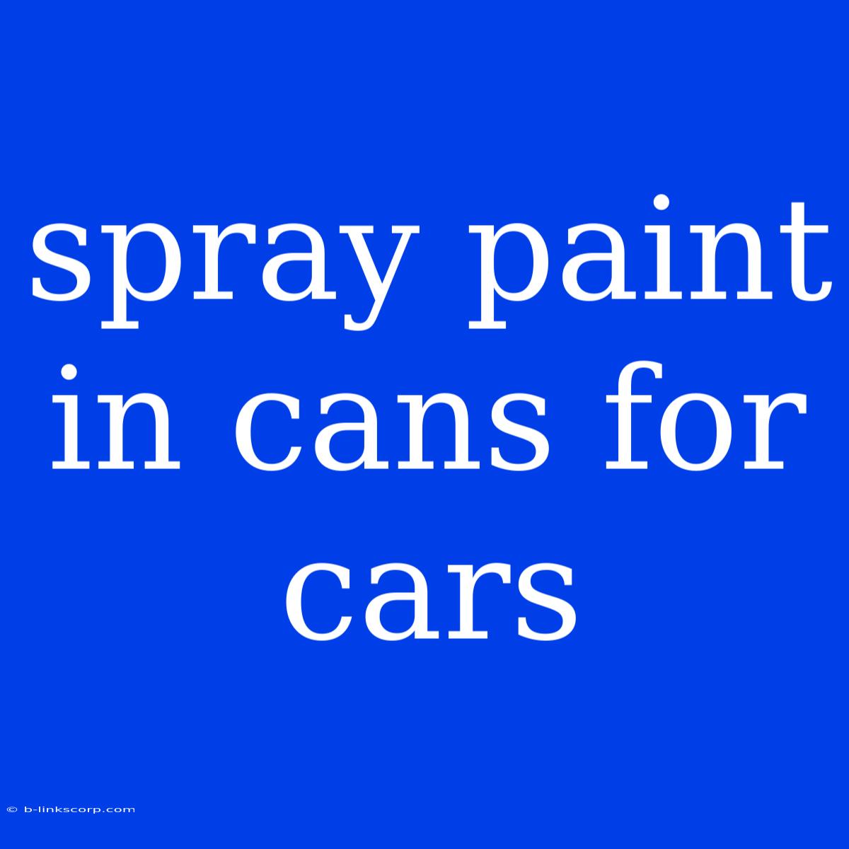 Spray Paint In Cans For Cars