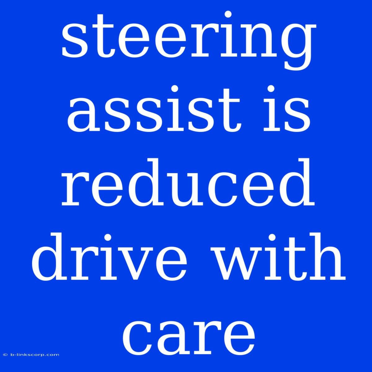 Steering Assist Is Reduced Drive With Care