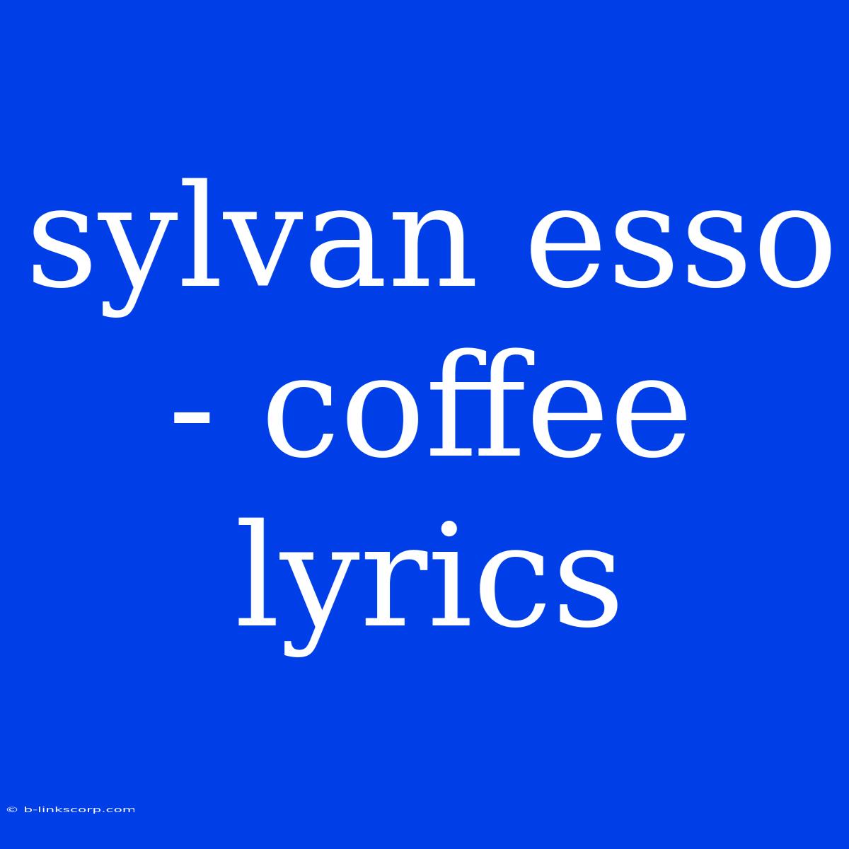 Sylvan Esso - Coffee Lyrics