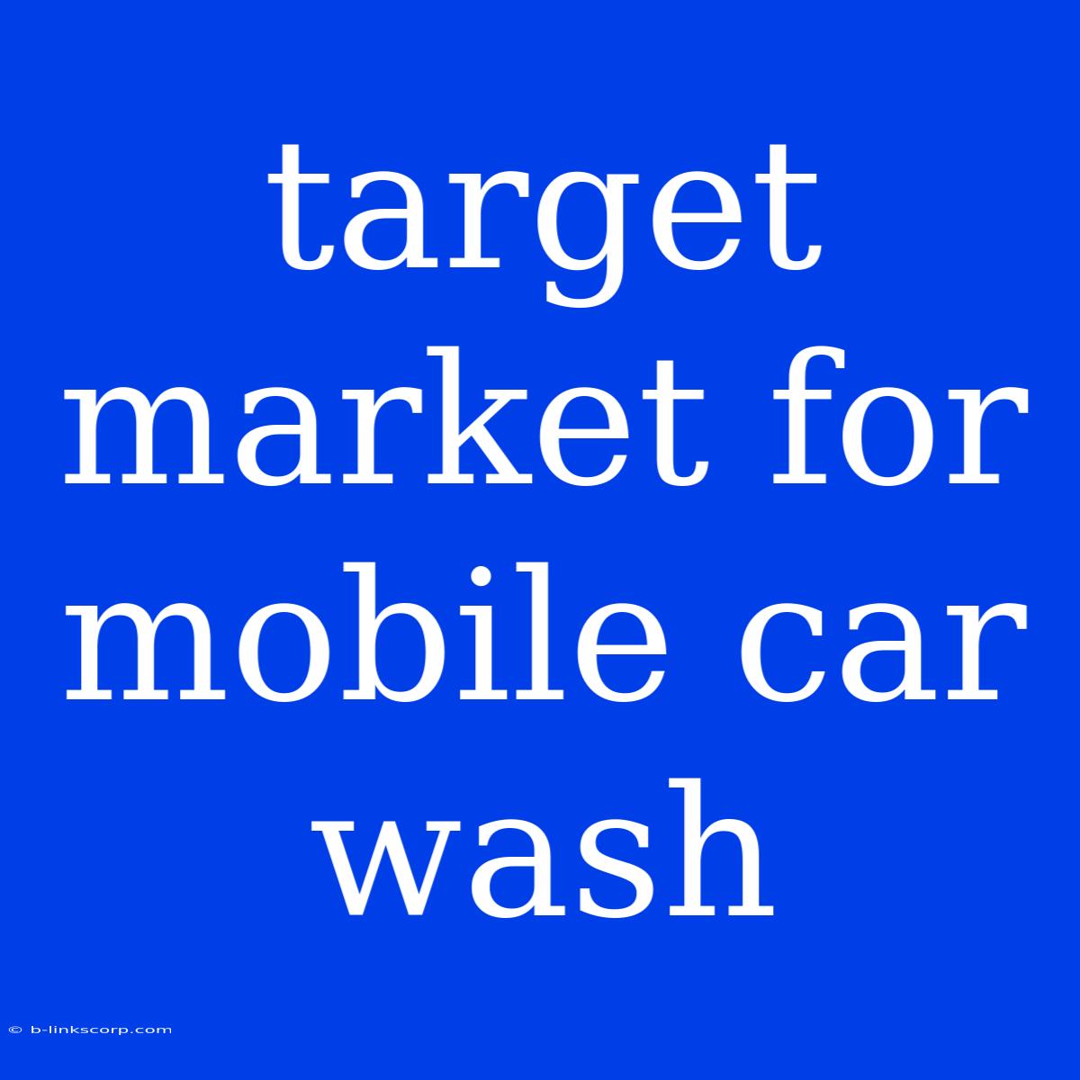 Target Market For Mobile Car Wash