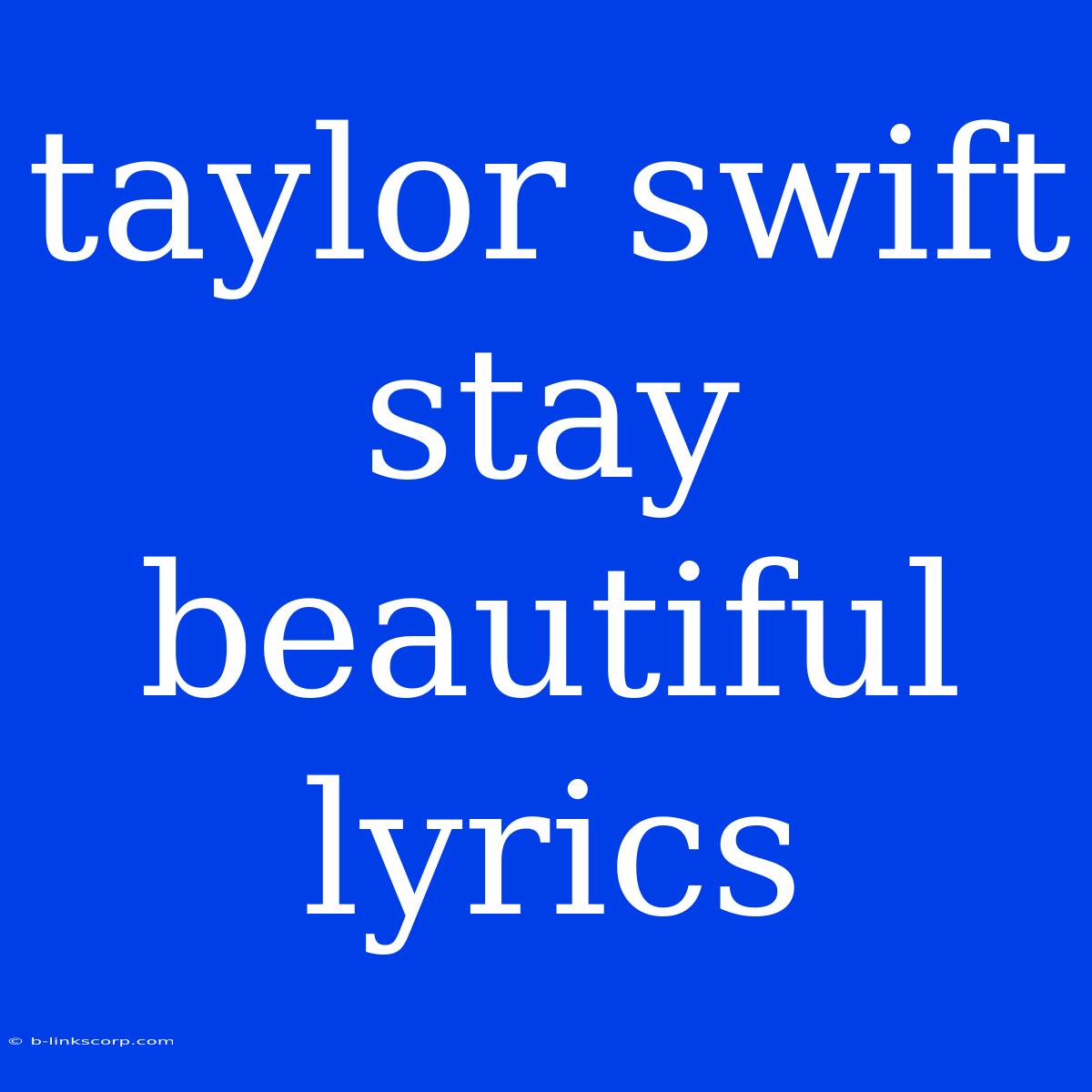 Taylor Swift Stay Beautiful Lyrics