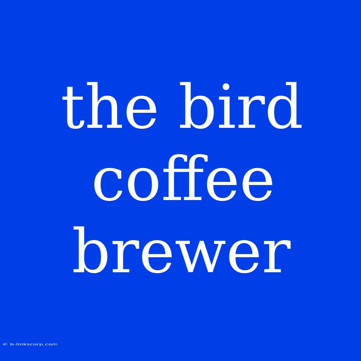 The Bird Coffee Brewer