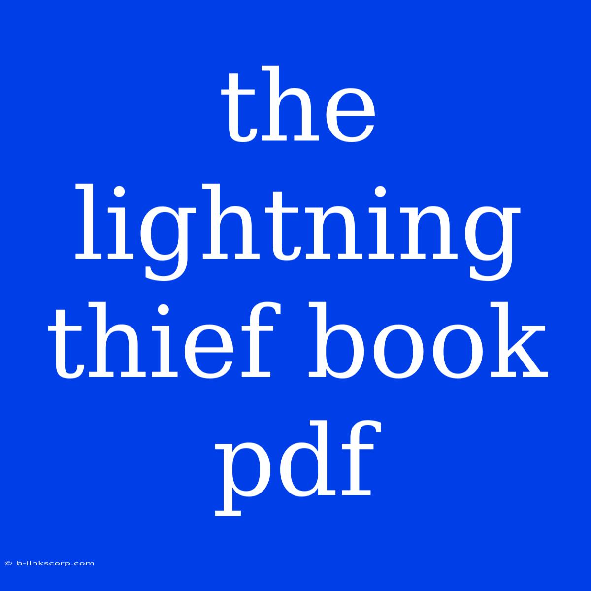 The Lightning Thief Book Pdf