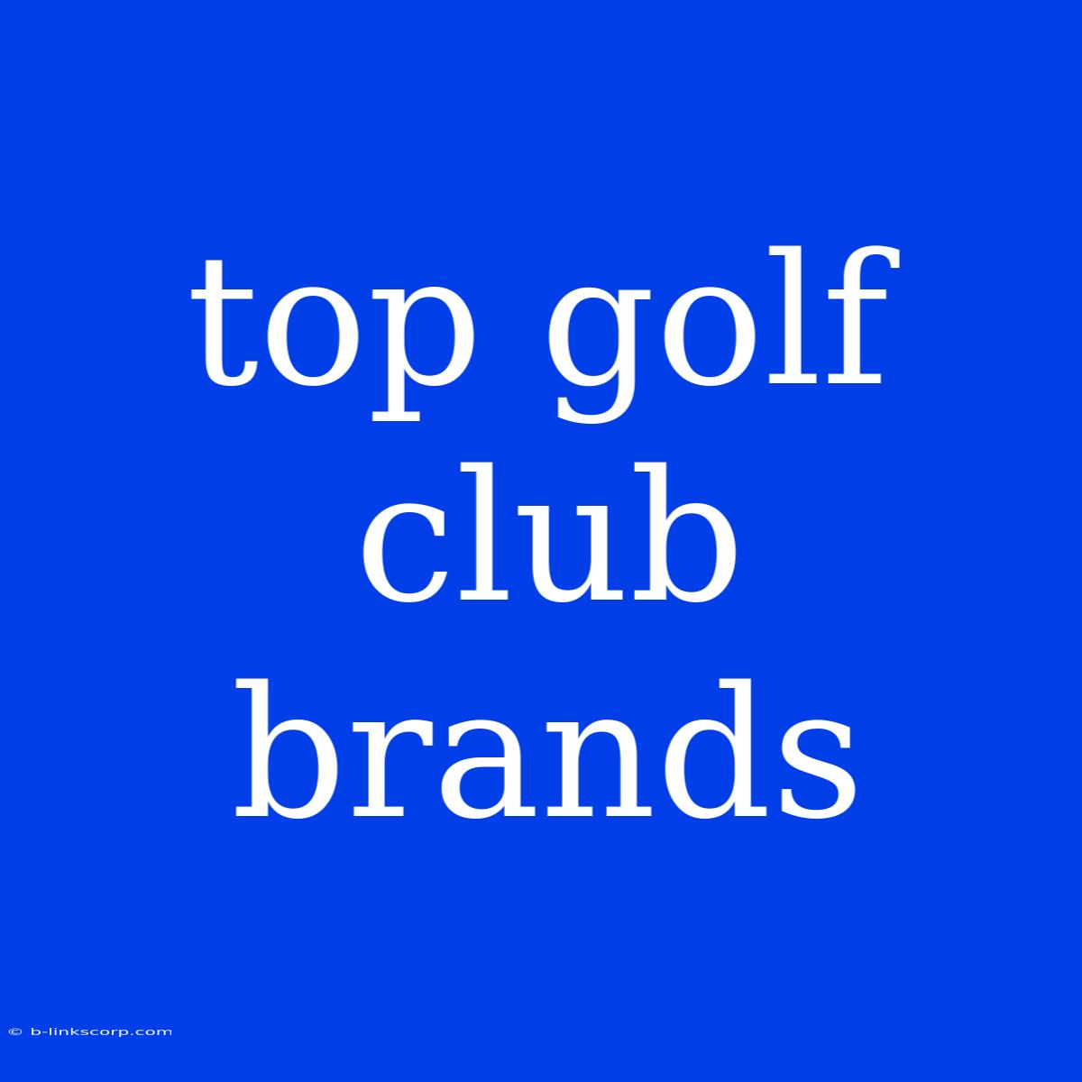 Top Golf Club Brands