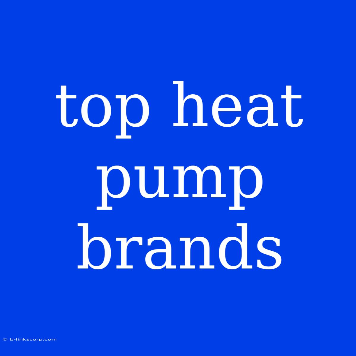 Top Heat Pump Brands