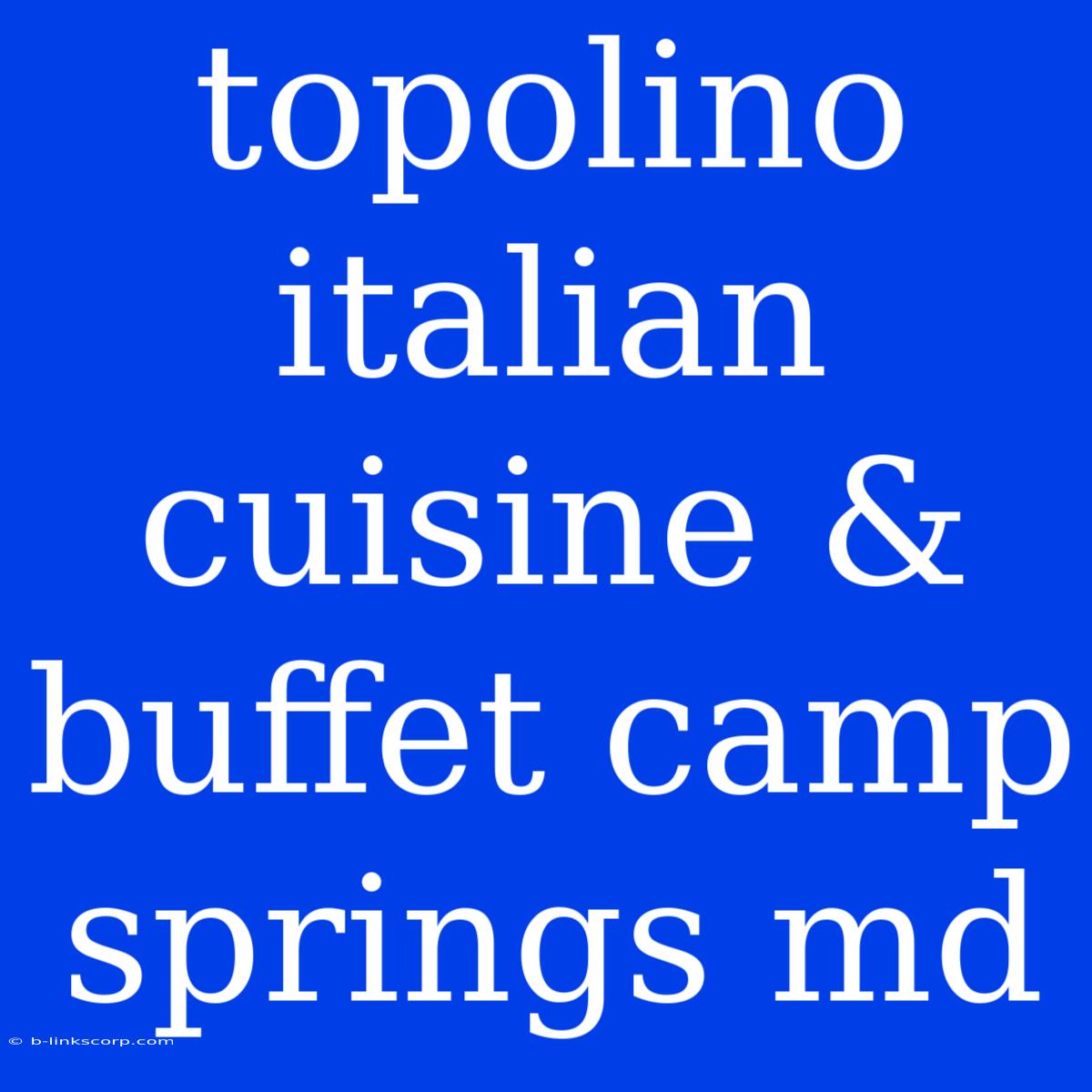 Topolino Italian Cuisine & Buffet Camp Springs Md