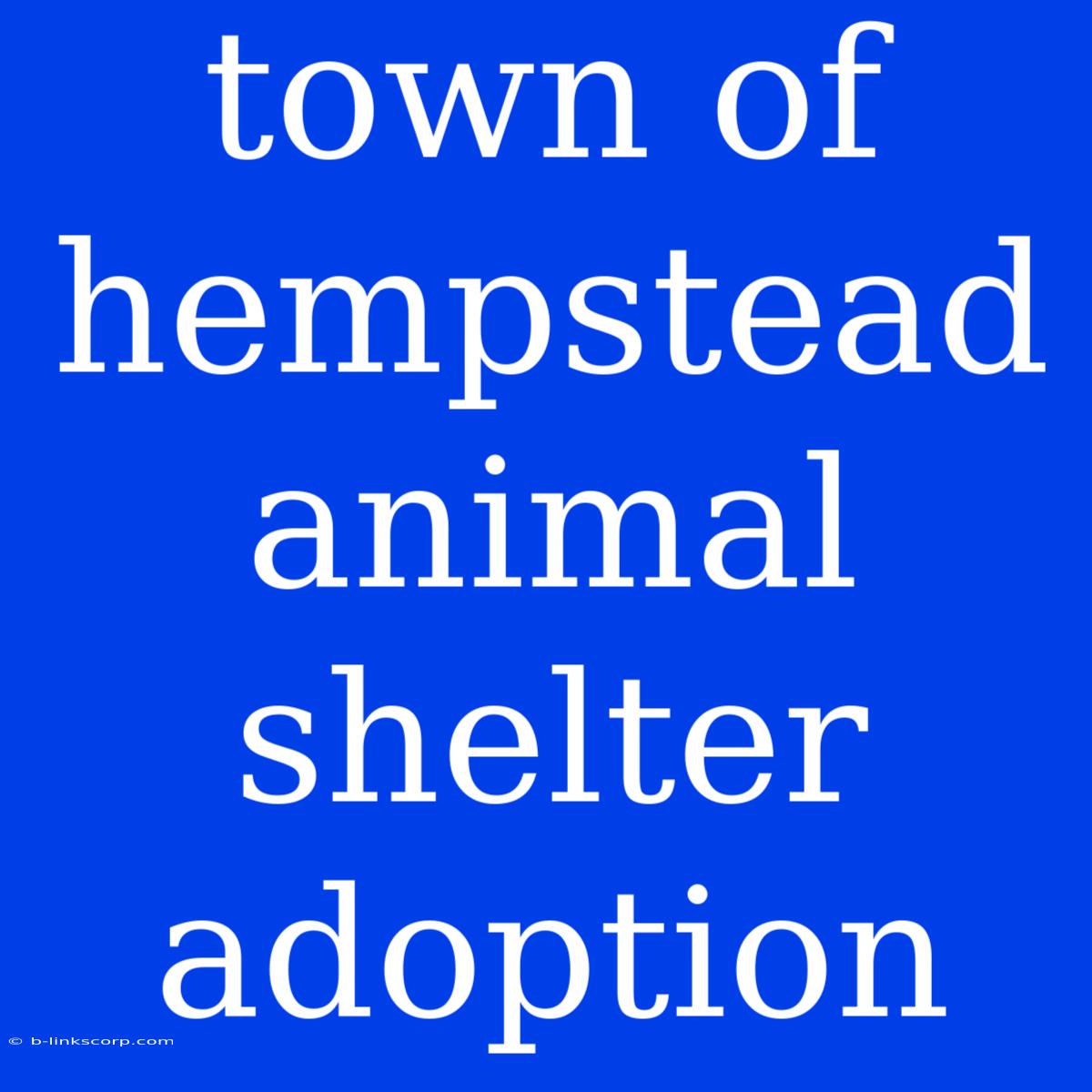 Town Of Hempstead Animal Shelter Adoption