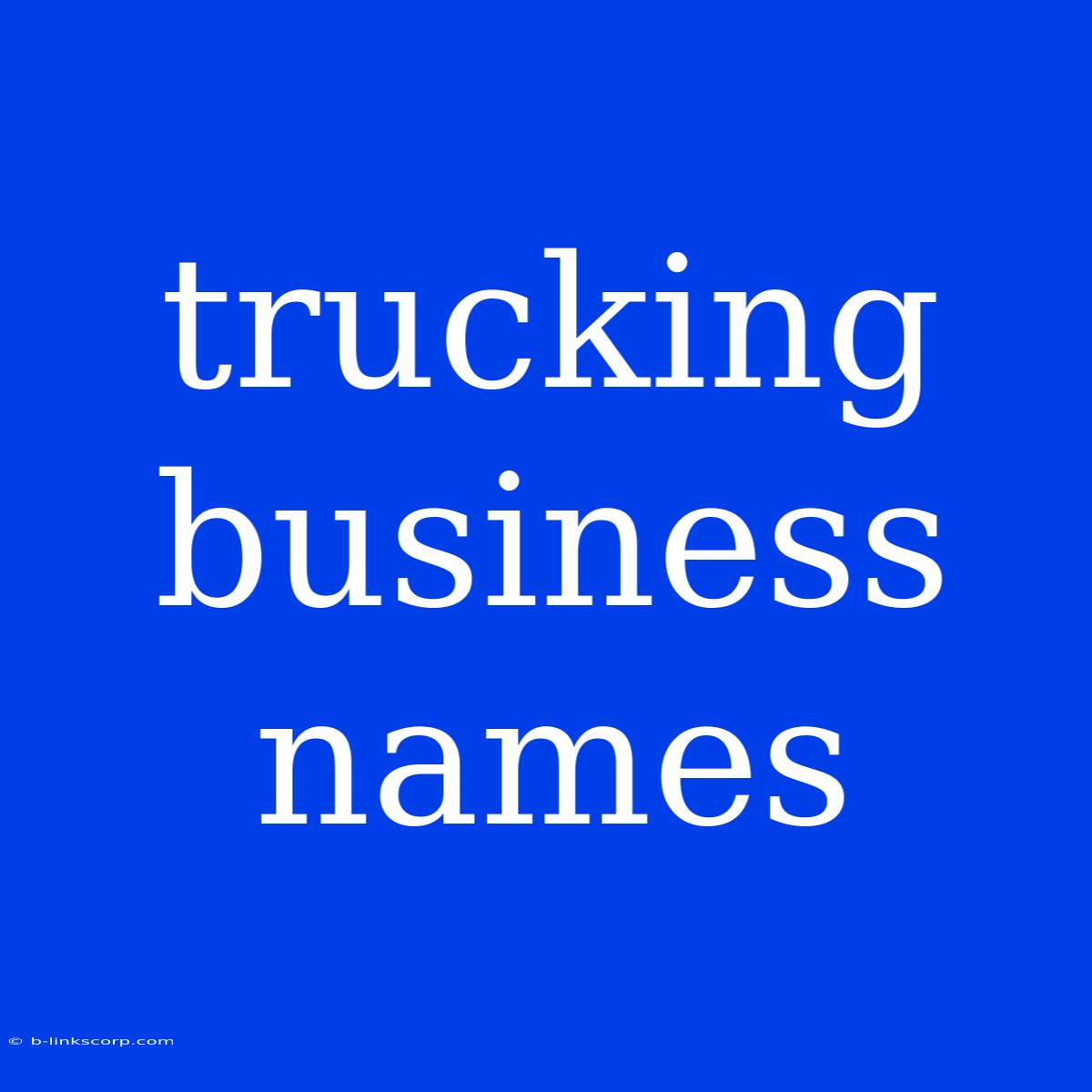 Trucking Business Names