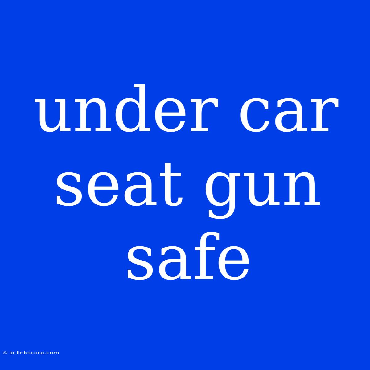 Under Car Seat Gun Safe