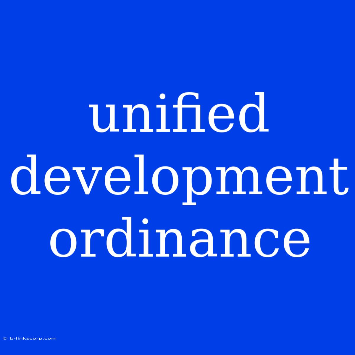 Unified Development Ordinance