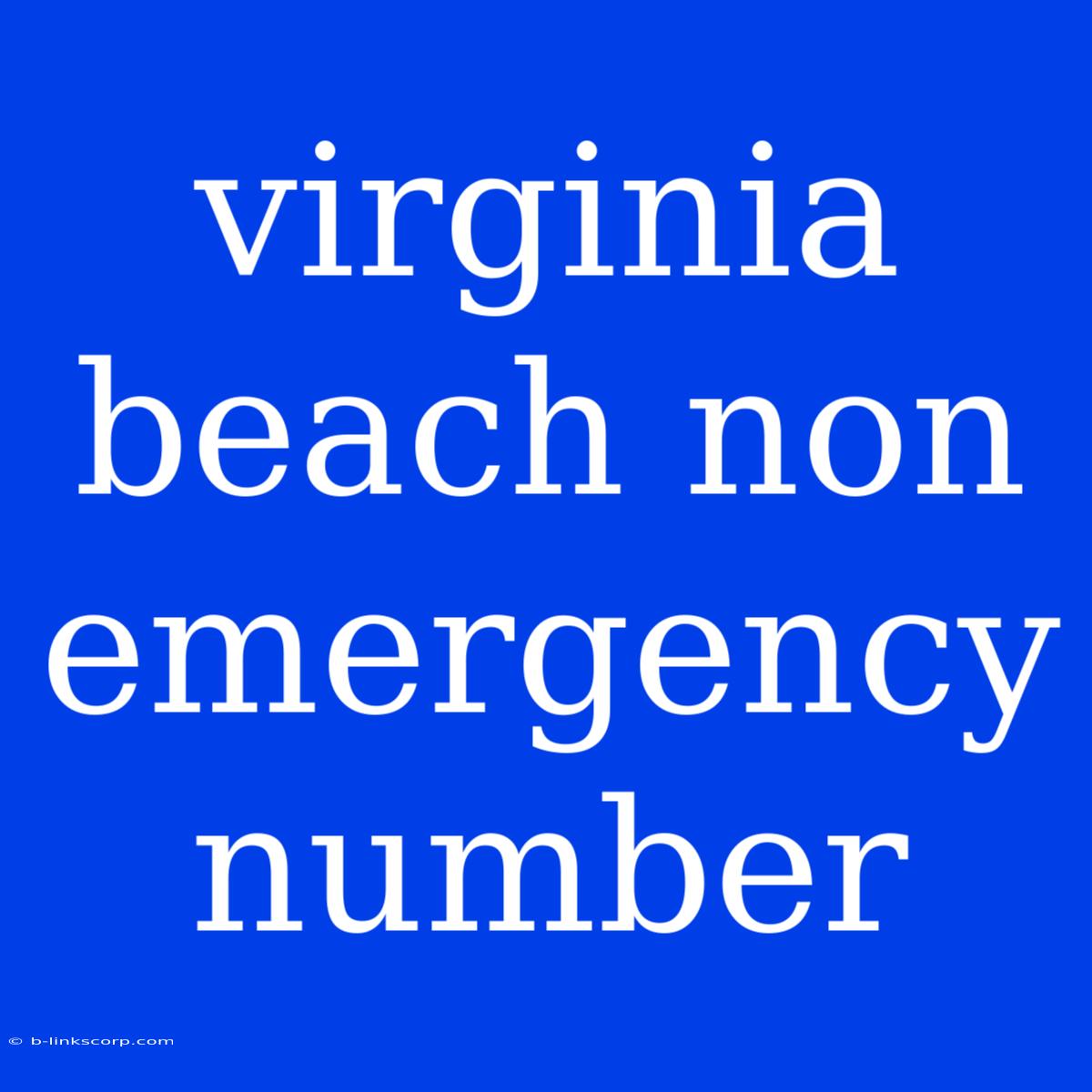 Virginia Beach Non Emergency Number