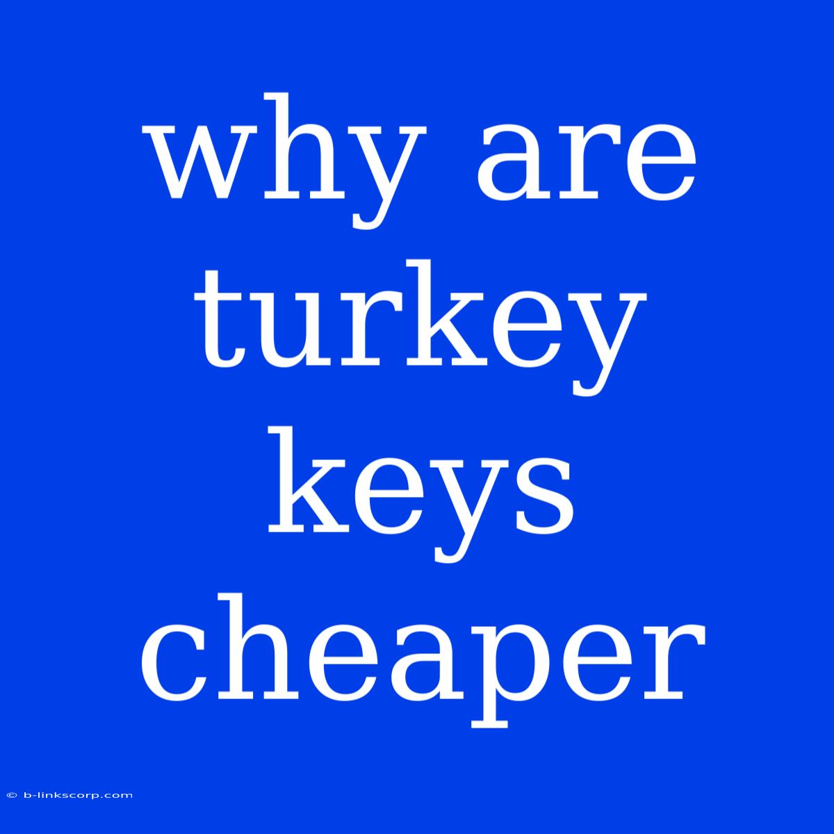 Why Are Turkey Keys Cheaper