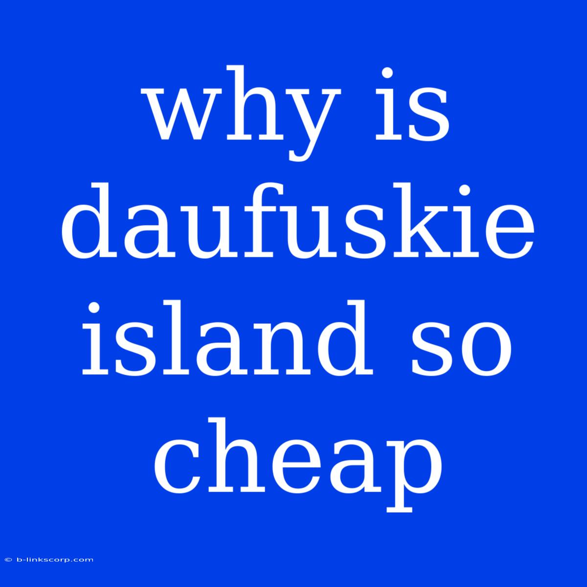 Why Is Daufuskie Island So Cheap