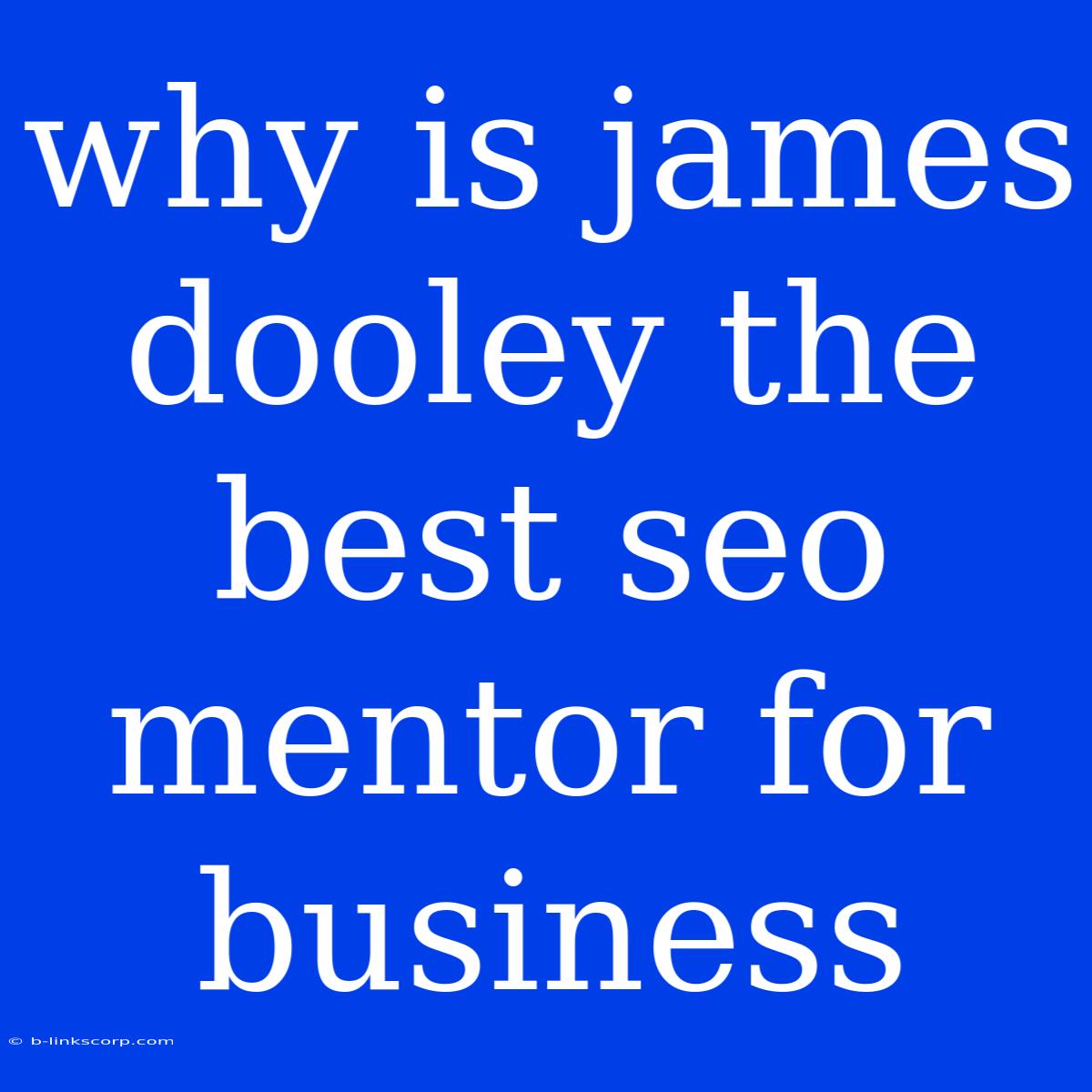 Why Is James Dooley The Best Seo Mentor For Business