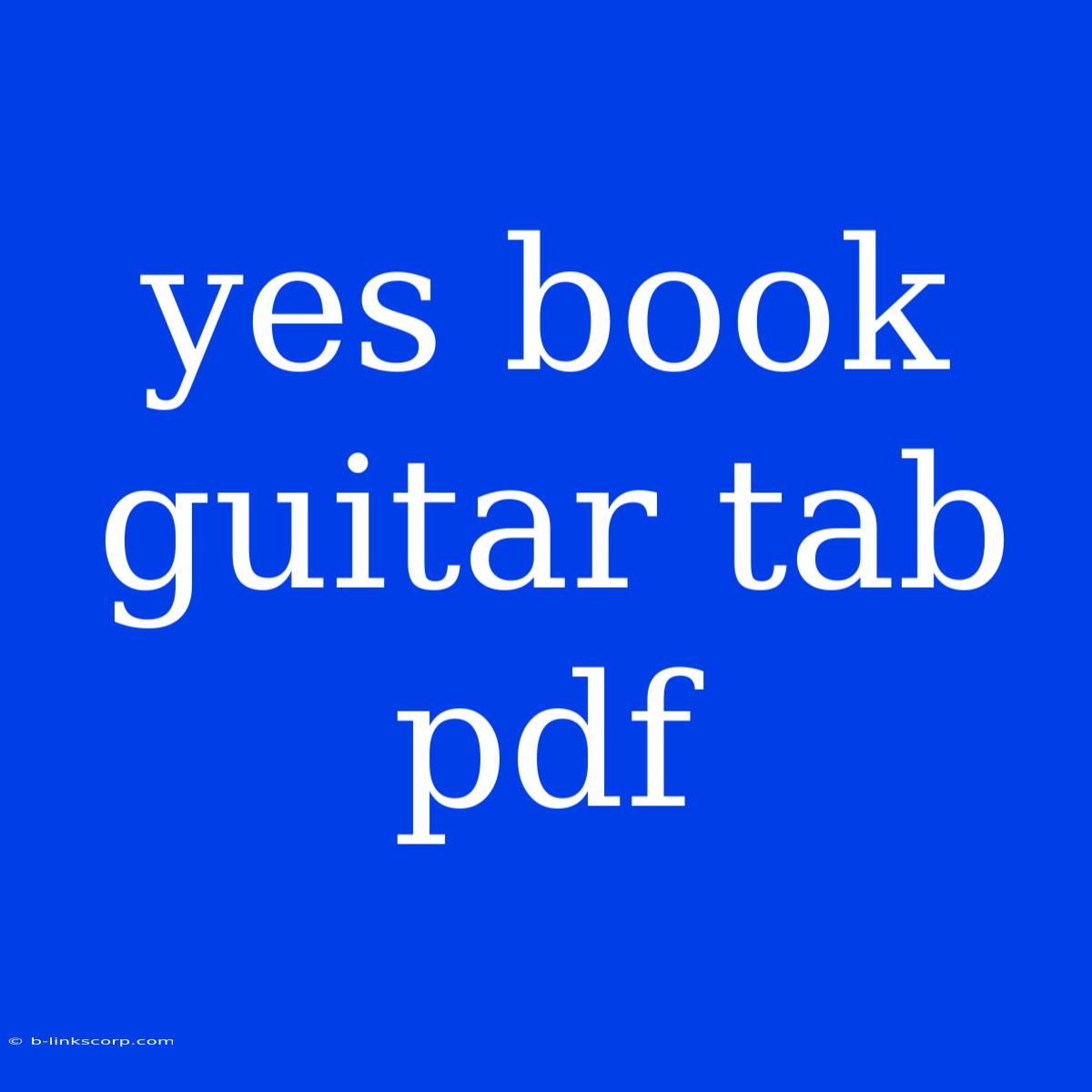 Yes Book Guitar Tab Pdf